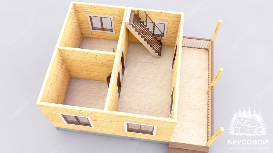 3d План первого этажа проект БРУСОВОЙ №-1