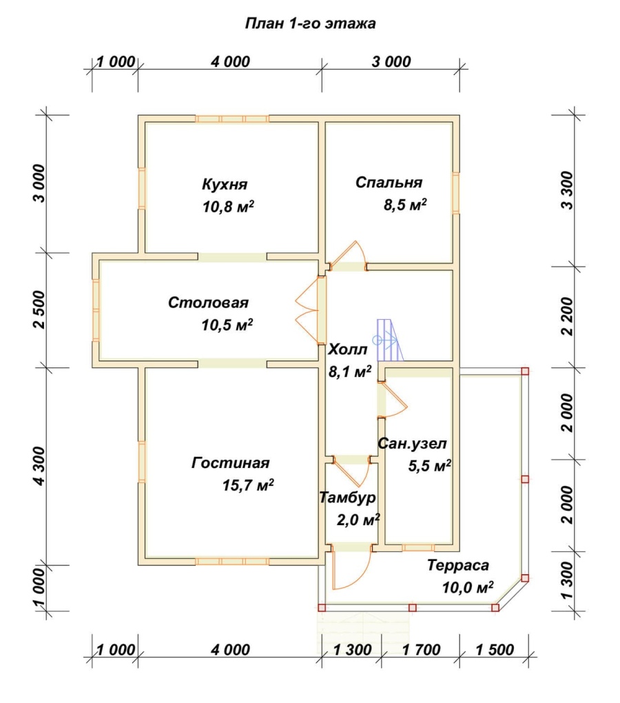 План первого этажа проект БРУСОВОЙ №-100