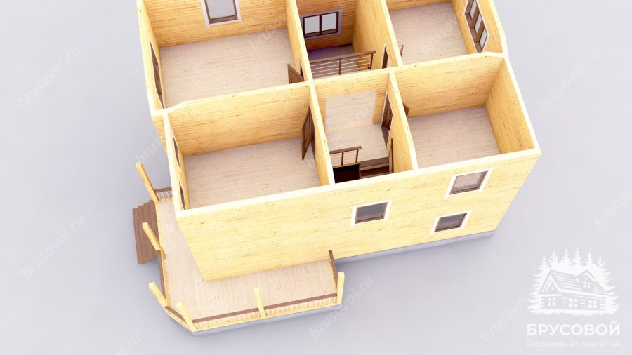 3d План второго этажа проект БРУСОВОЙ №-100