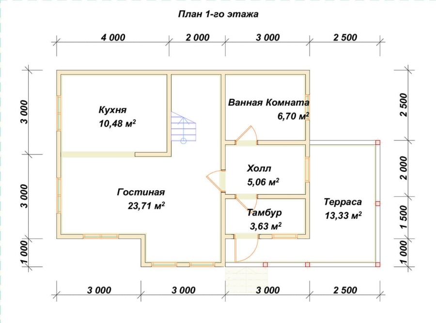 План первого этажа проект БРУСОВОЙ №-101