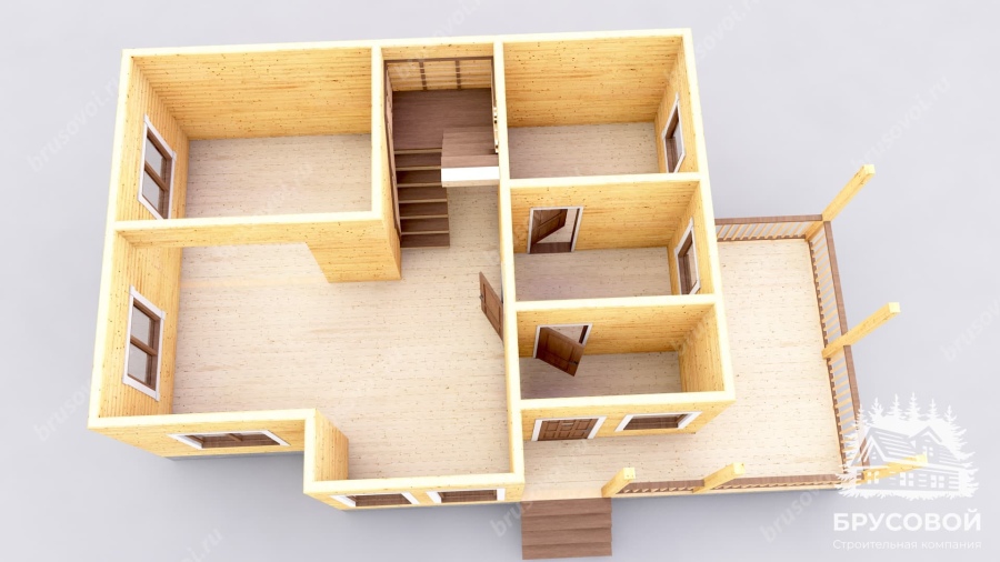 3d План первого этажа проект БРУСОВОЙ №-101