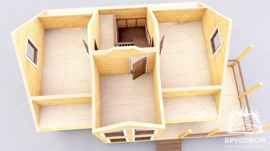 3d План второго этажа проект БРУСОВОЙ №-101