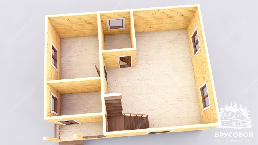 3d План первого этажа проект БРУСОВОЙ №-102