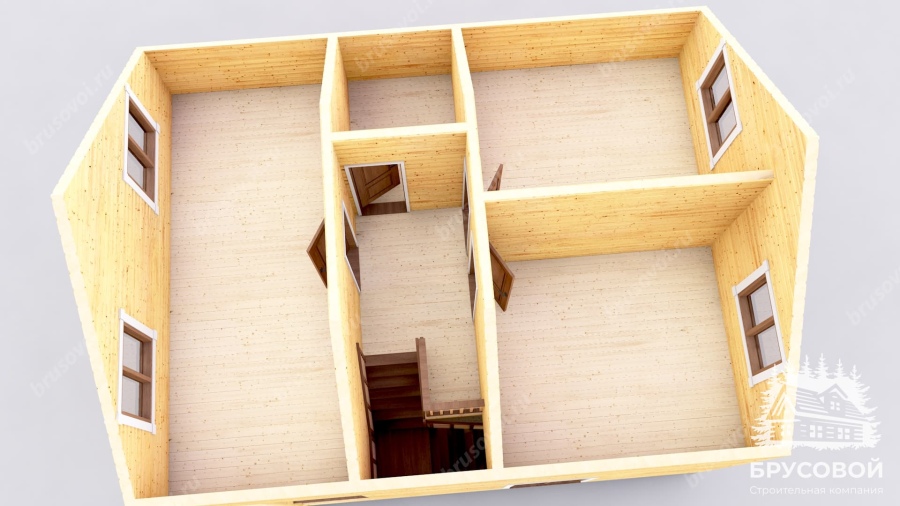 3d План второго этажа проект БРУСОВОЙ №-102