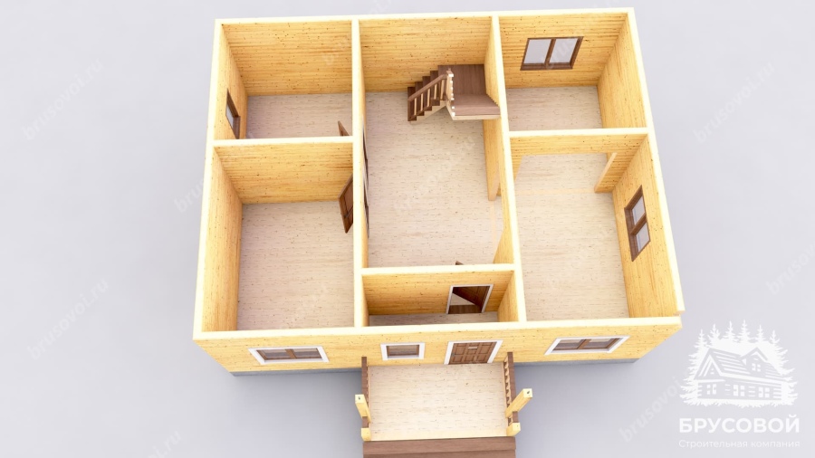 3d План первого этажа проект БРУСОВОЙ №-103