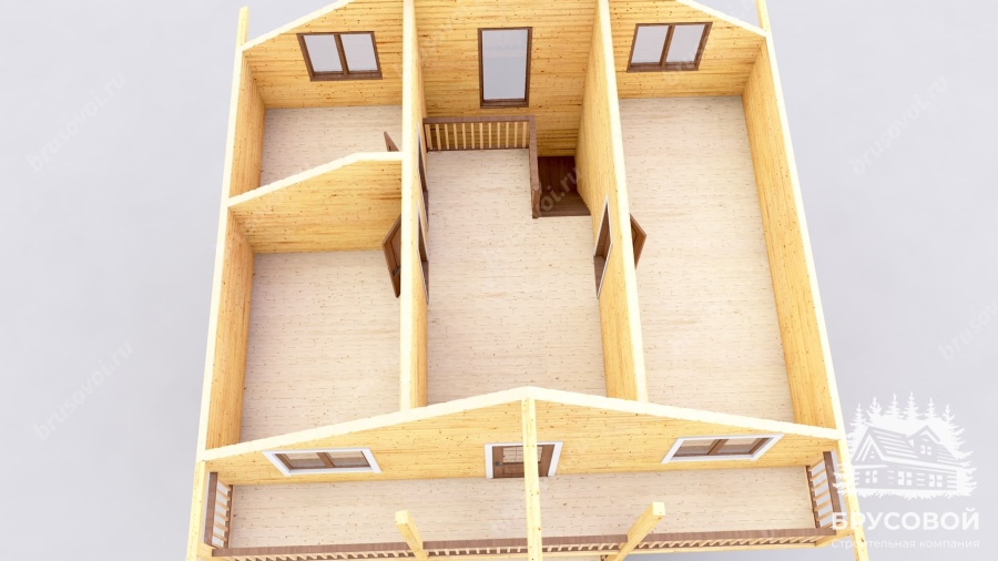 3d План второго этажа проект БРУСОВОЙ №-103