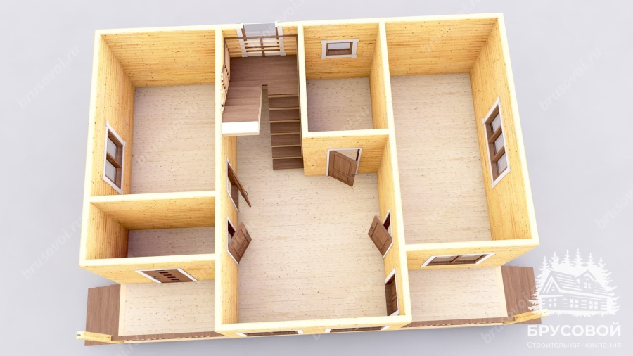 3d План первого этажа проект БРУСОВОЙ №-104