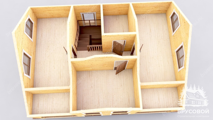 3d План второго этажа проект БРУСОВОЙ №-104