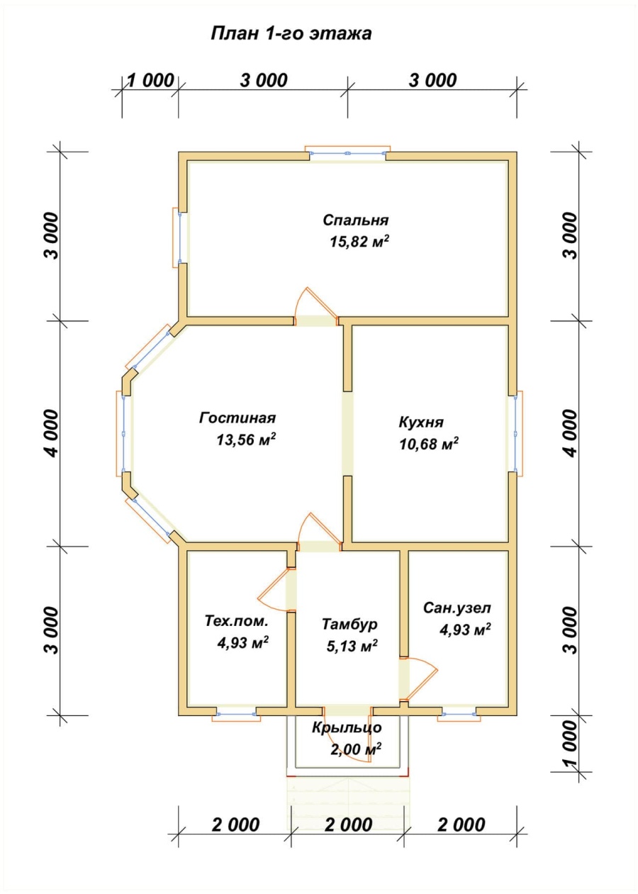 План первого этажа проект БРУСОВОЙ №-105