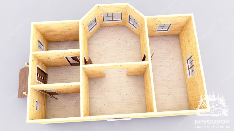 3d План первого этажа проект БРУСОВОЙ №-105