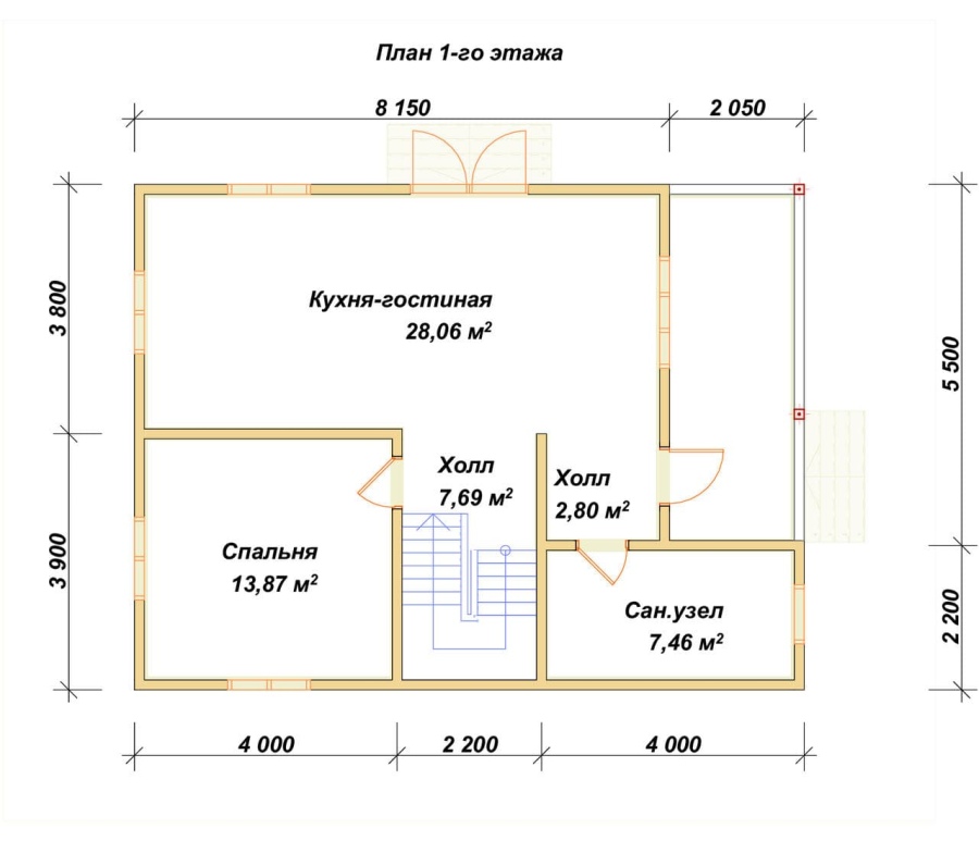 План первого этажа проект БРУСОВОЙ №-106