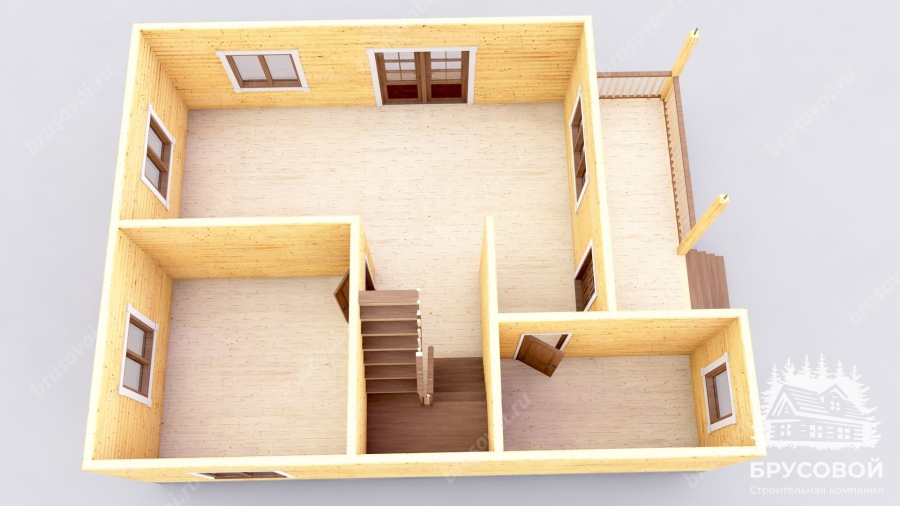 3d План первого этажа проект БРУСОВОЙ №-106