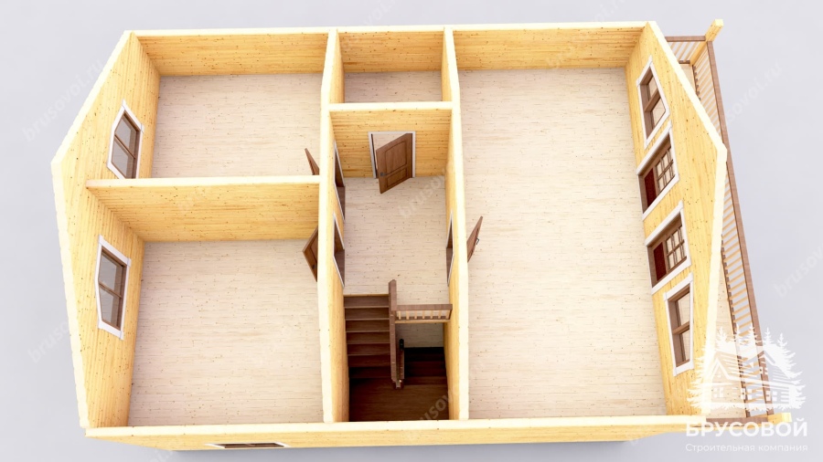 3d План второго этажа проект БРУСОВОЙ №-106