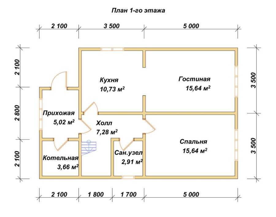 План первого этажа проект БРУСОВОЙ №-107