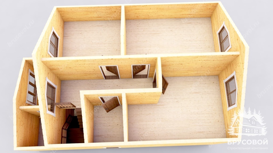 3d План второго этажа проект БРУСОВОЙ №-107