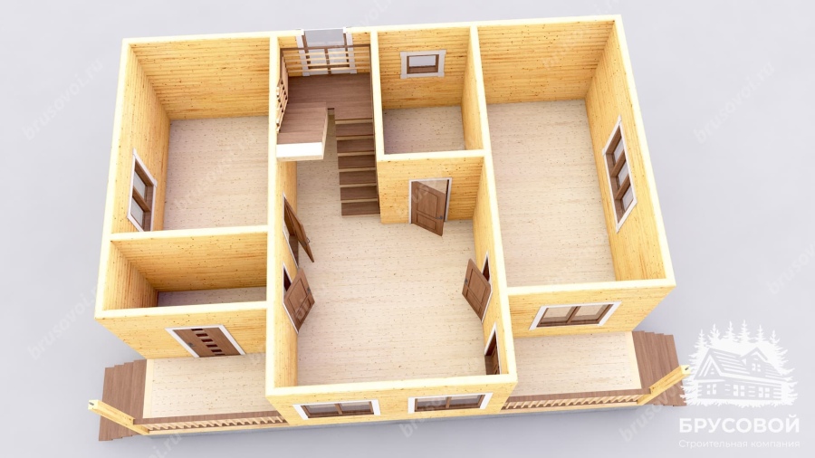 3d План первого этажа проект БРУСОВОЙ №-108