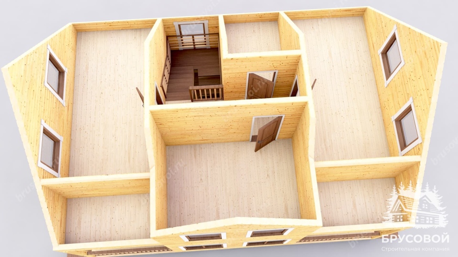 3d План второго этажа проект БРУСОВОЙ №-108