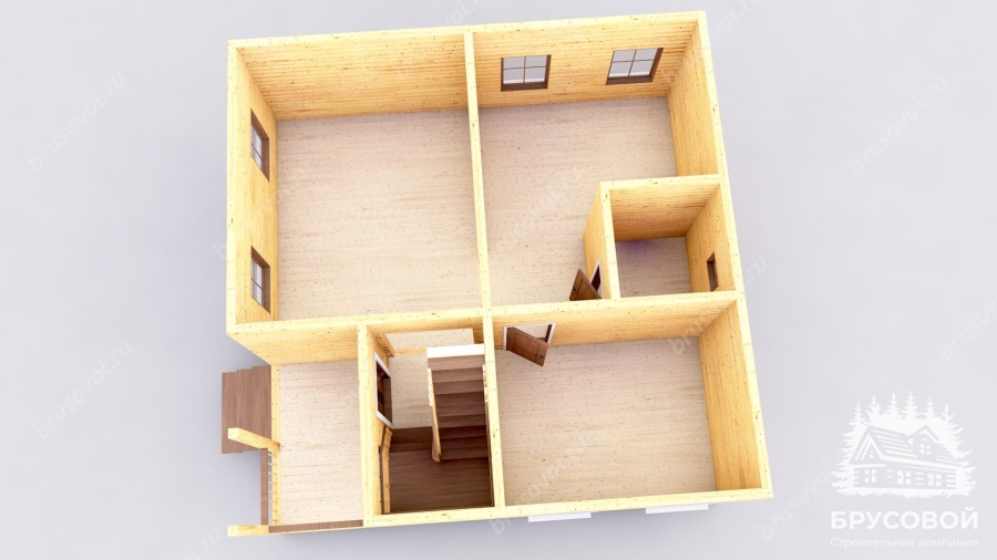 3d План первого этажа проект БРУСОВОЙ №-109