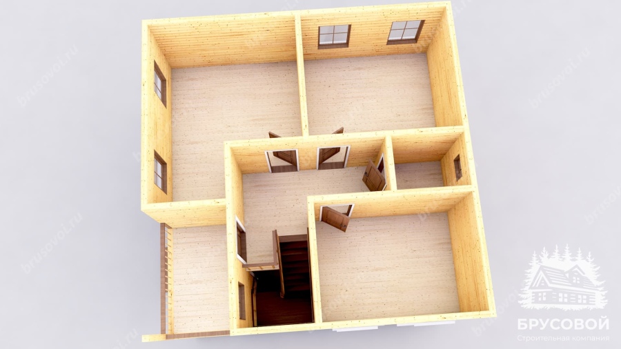 3d План второго этажа проект БРУСОВОЙ №-109