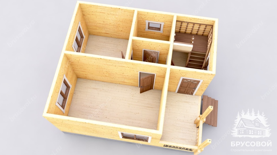 3d План первого этажа проект БРУСОВОЙ №-11