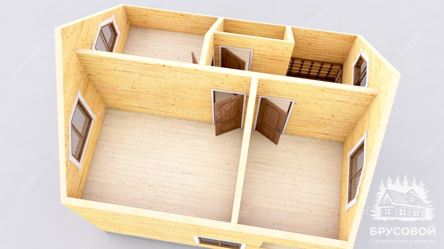 3d План второго этажа проект БРУСОВОЙ №-11