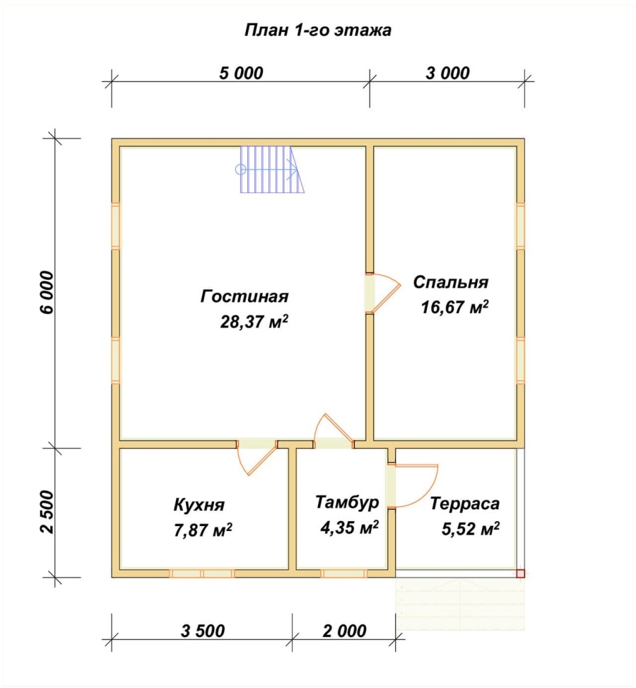План первого этажа проект БРУСОВОЙ №-110