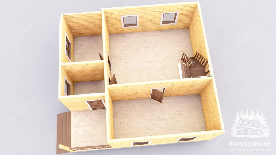 3d План первого этажа проект БРУСОВОЙ №-110