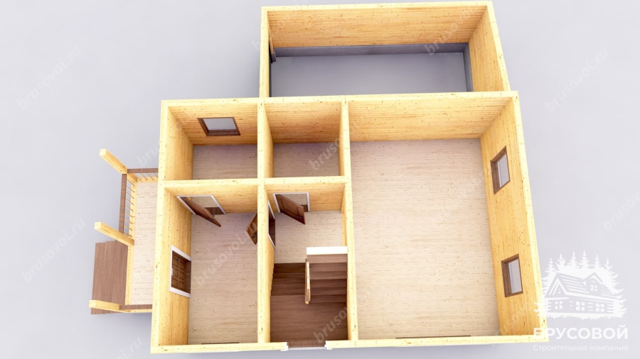 3d План первого этажа проект БРУСОВОЙ №-111