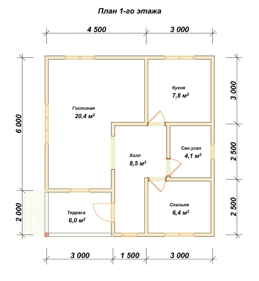 План первого этажа проект БРУСОВОЙ №-112