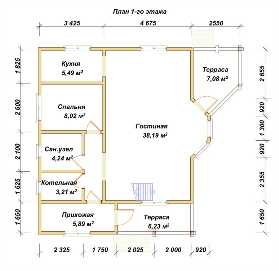 План первого этажа проект БРУСОВОЙ №-114
