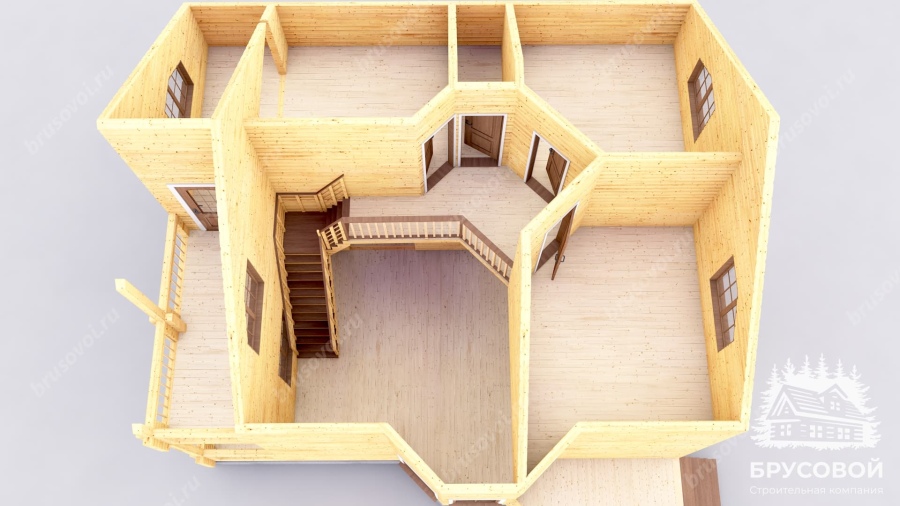 3d План второго этажа проект БРУСОВОЙ №-114