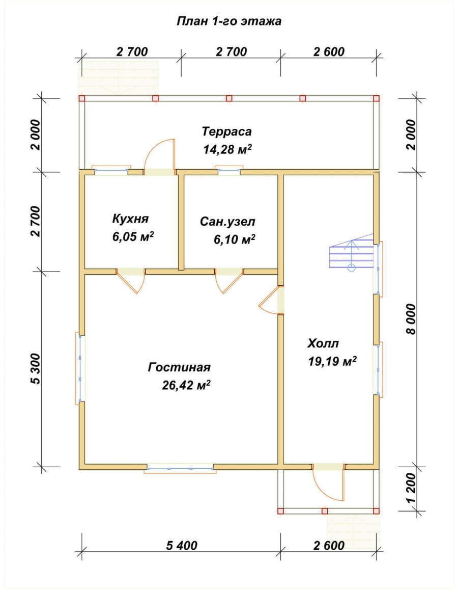 План первого этажа проект БРУСОВОЙ №-116