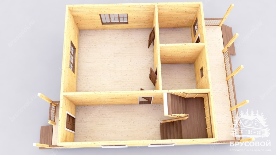 3d План первого этажа проект БРУСОВОЙ №-116