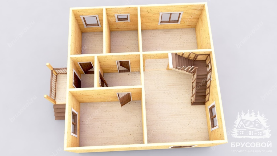 3d План первого этажа проект БРУСОВОЙ №-117