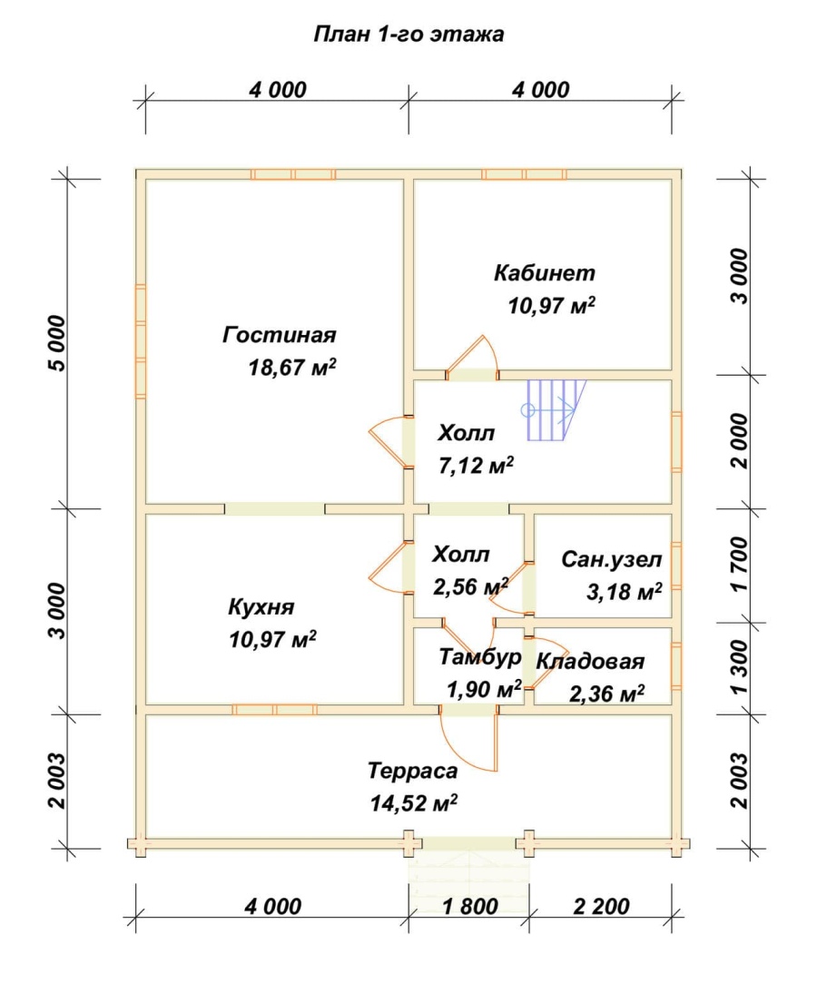 План первого этажа проект БРУСОВОЙ №-118