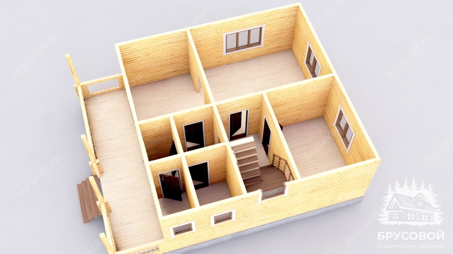 3d План первого этажа проект БРУСОВОЙ №-118