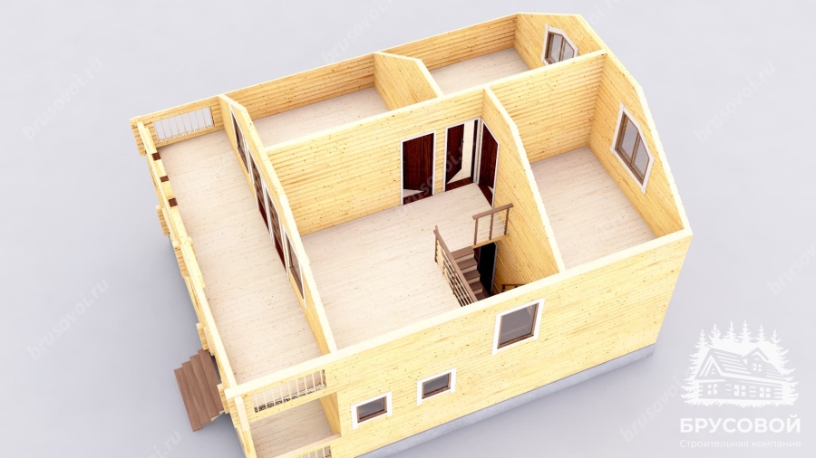 3d План второго этажа проект БРУСОВОЙ №-118