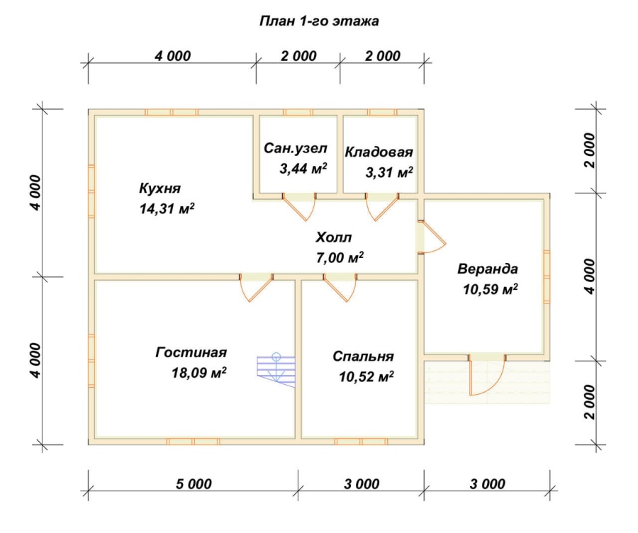 План первого этажа проект БРУСОВОЙ №-119