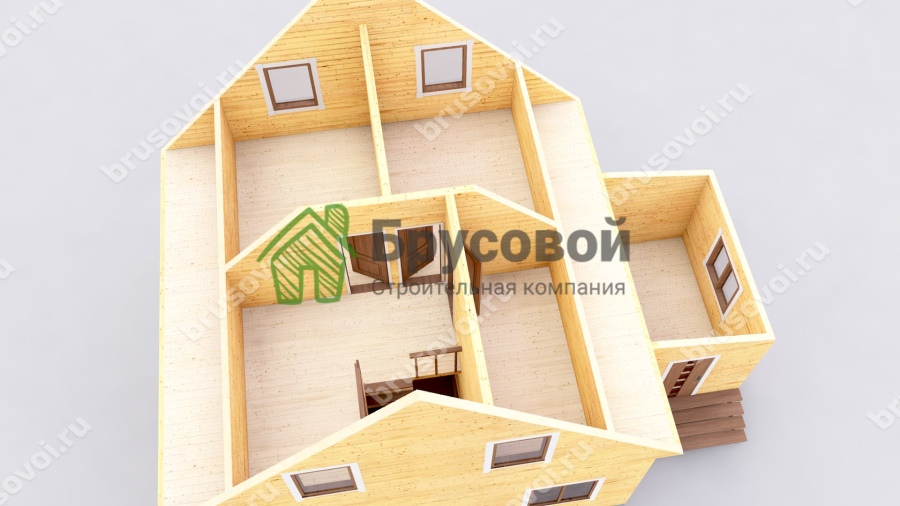 3d План второго этажа проект БРУСОВОЙ №-119