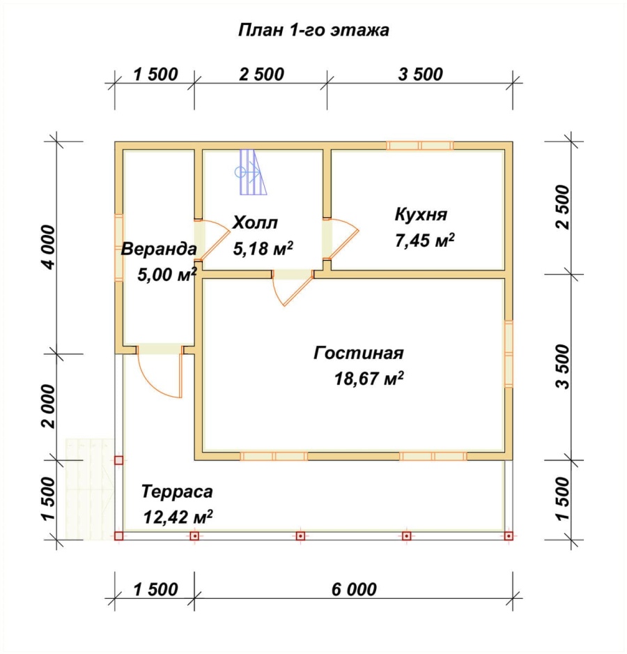 План первого этажа проект БРУСОВОЙ №-12