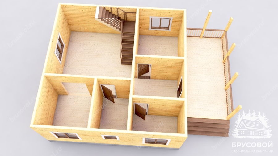 3d План первого этажа проект БРУСОВОЙ №-120