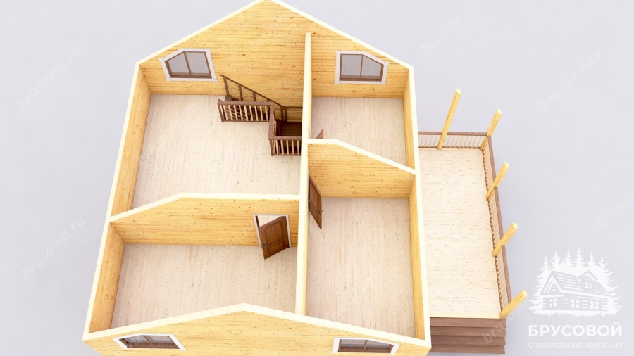 3d План второго этажа проект БРУСОВОЙ №-120