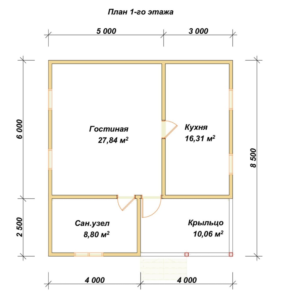 План первого этажа проект БРУСОВОЙ №-121