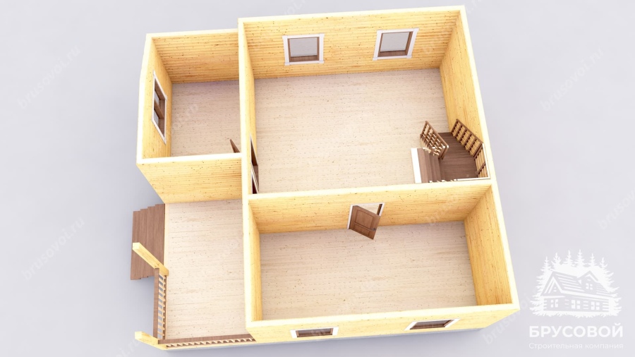 3d План первого этажа проект БРУСОВОЙ №-121