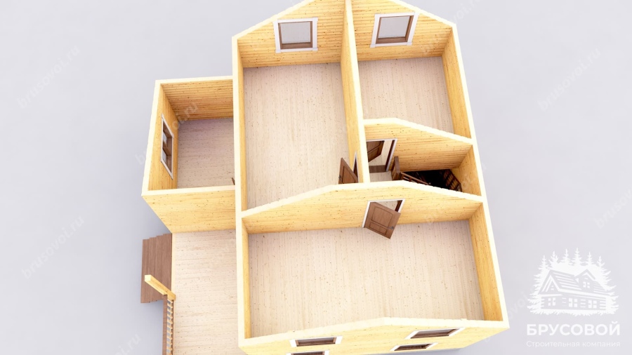 3d План второго этажа проект БРУСОВОЙ №-121