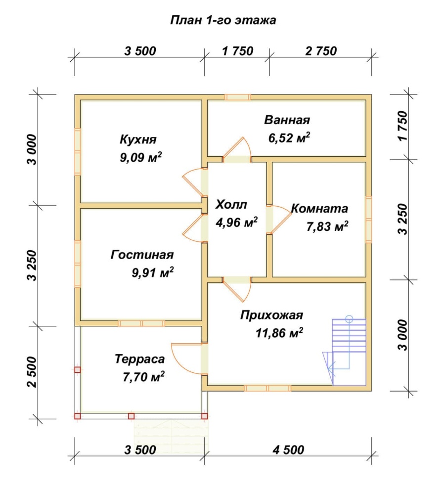 План первого этажа проект БРУСОВОЙ №-122