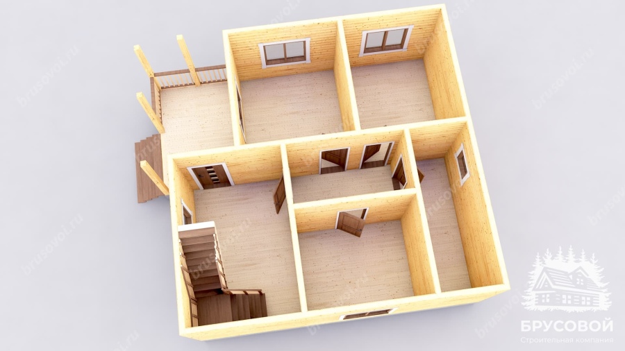 3d План первого этажа проект БРУСОВОЙ №-122