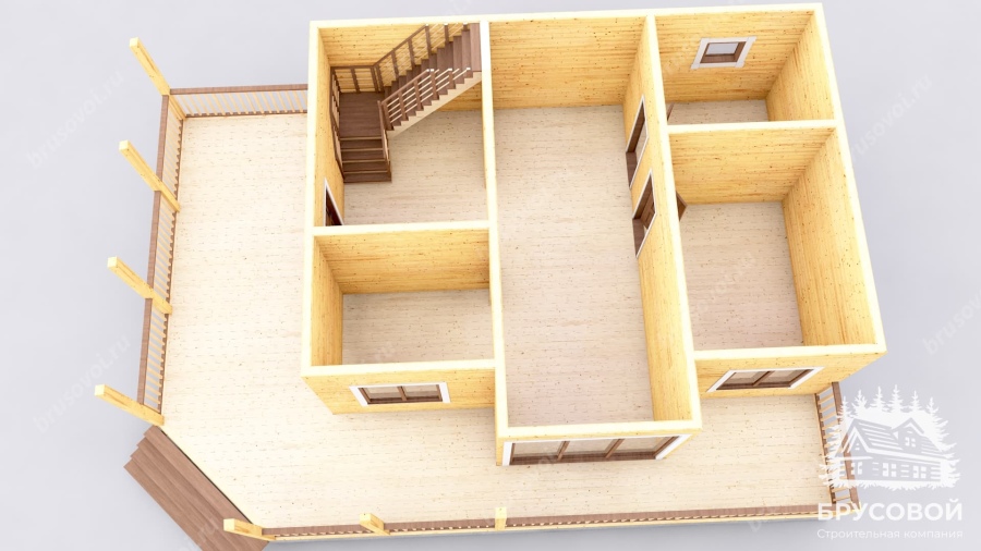 3d План первого этажа проект БРУСОВОЙ №-123