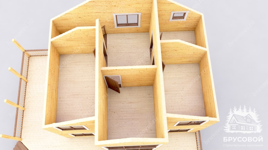 3d План второго этажа проект БРУСОВОЙ №-123