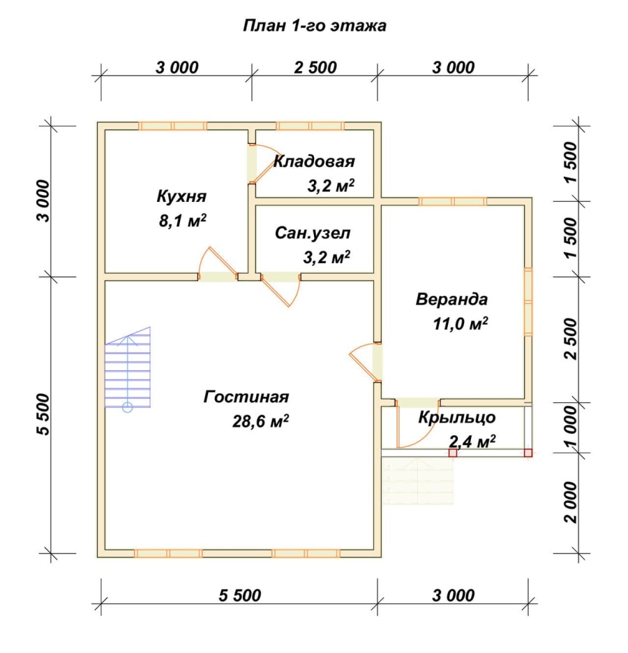 План первого этажа проект БРУСОВОЙ №-124